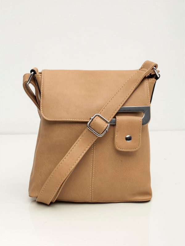 Beige Eco Leather Messenger Bag