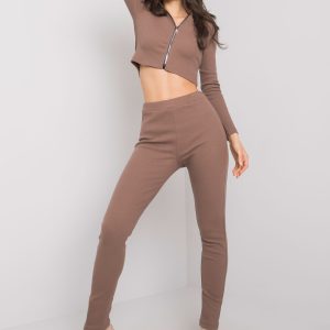 Brown two-piece ribbed set Ivette RUE PARIS