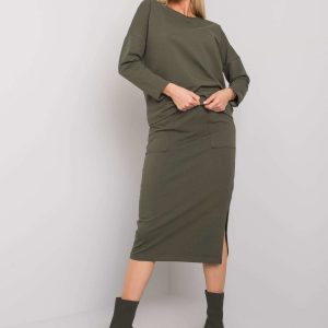 Khaki sweatshirt set with sweatshirt and skirt Mayday