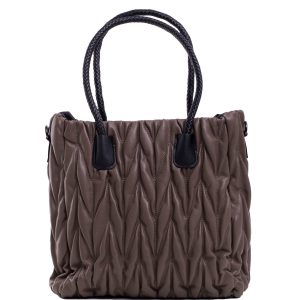 Dark beige eco leather quilted bag