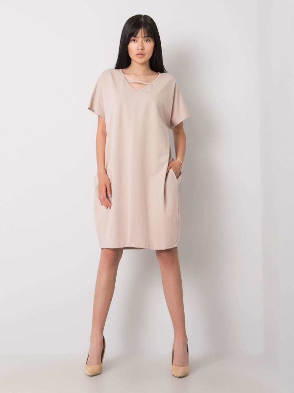 Beige casual dress Rianna RUE PARIS