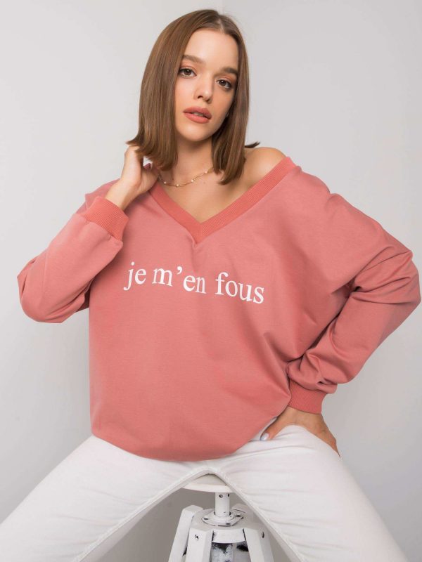 Dirty pink cotton sweatshirt with Bridgetta inscription