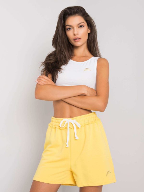 Women's Yellow Cotton Shorts Nastassja FOR FITNESS