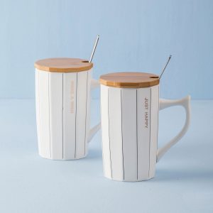 White Ceramic Striped Mug