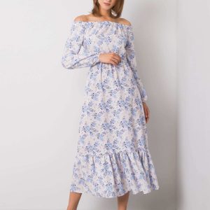 Beige and blue Spanish dress Alodie RUE PARIS