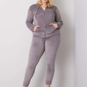 Dark grey velour plus size set Michell