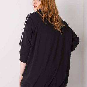 Black plus size blouse with pocket Meg