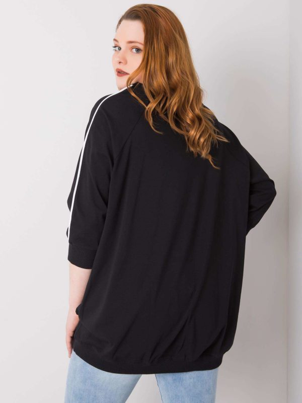 Black plus size blouse with pocket Meg