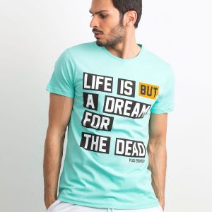 Mint Men's Cotton T-Shirt with Lettering