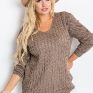 Dark beige plus size sweater Now