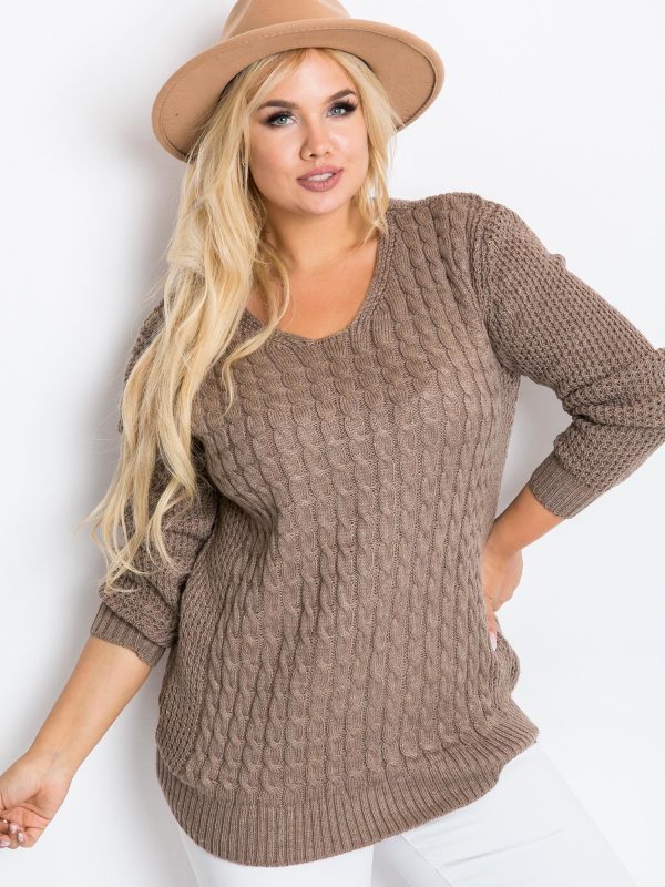 Dark beige plus size sweater Now