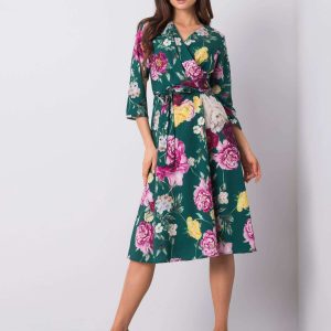 Dark Green Asther Floral Dress