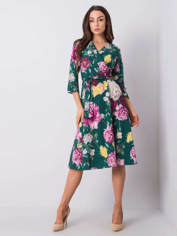 Dark Green Asther Floral Dress