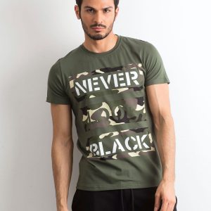 Men's Cotton T-Shirt with Khaki Print