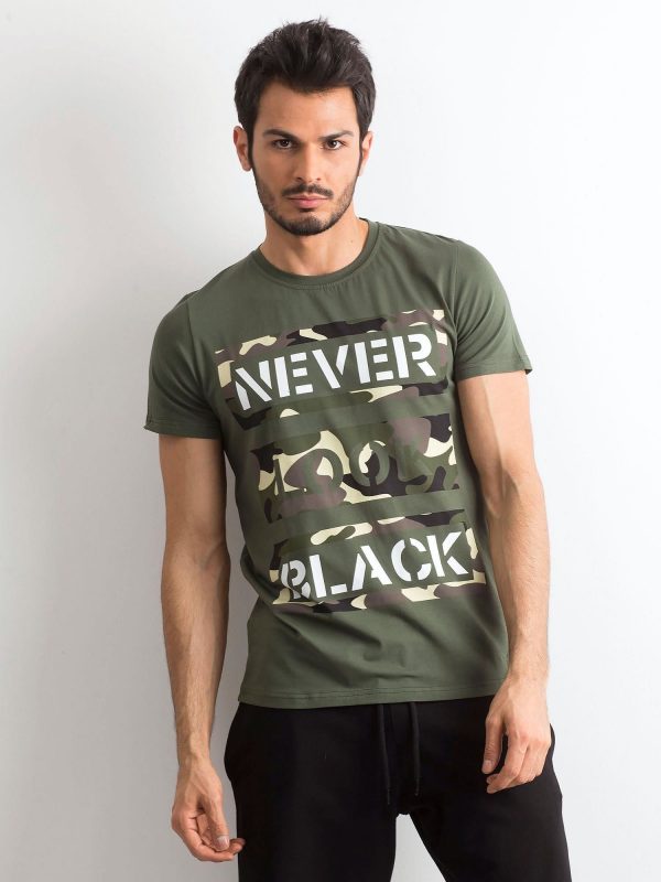 Men's Cotton T-Shirt with Khaki Print