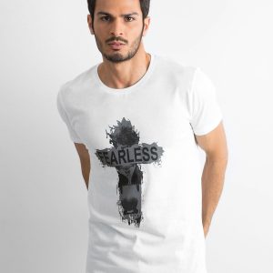 Men's White Cotton Printed T-Shirt