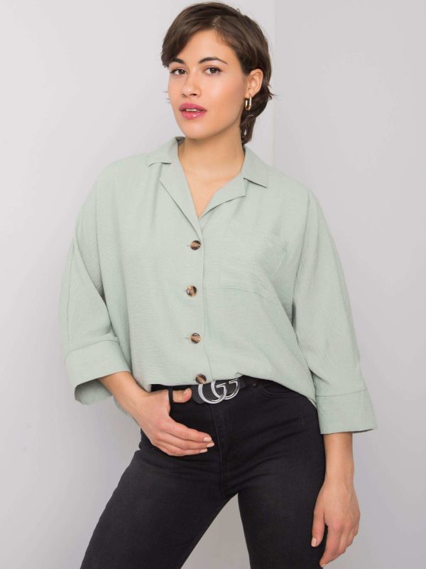 Mayra RUE PARIS light green shirt