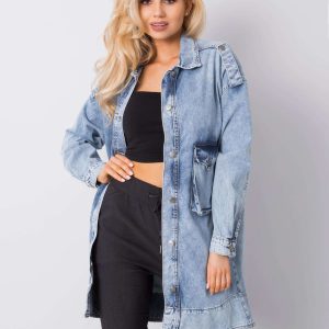 Blue long denim jacket Erika RUE PARIS