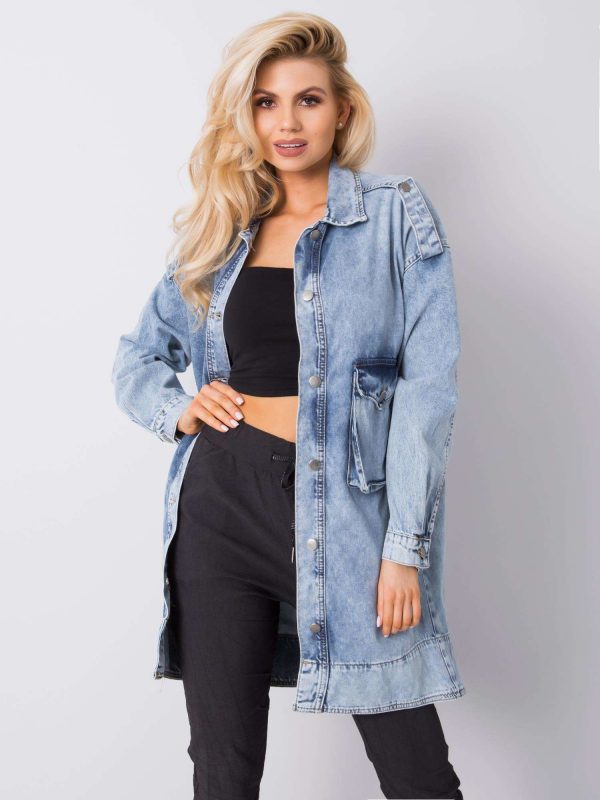 Blue long denim jacket Erika RUE PARIS