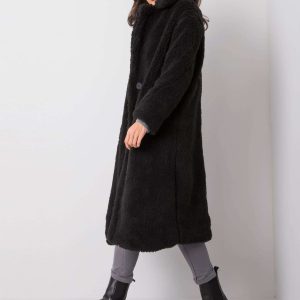 Alessandra RUE PARIS black eco fur coat