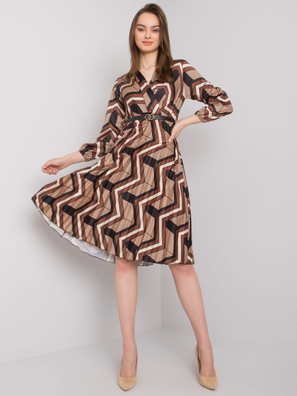 Brown and beige dress Pleated Oristano