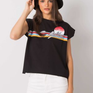 Black T-shirt with Malibu print