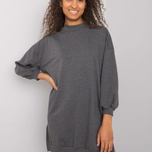 Dark Grey Melange Women's Cotton Dress Maretta RUE PARIS