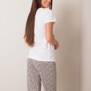 White & Brown Two Piece Pyjamas