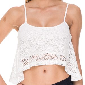 White openwork crop top