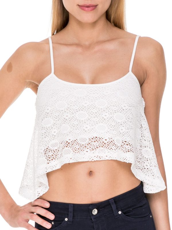 White openwork crop top