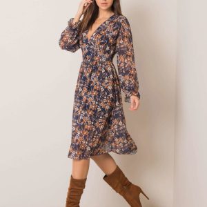 Navy blue and brown Famme dress