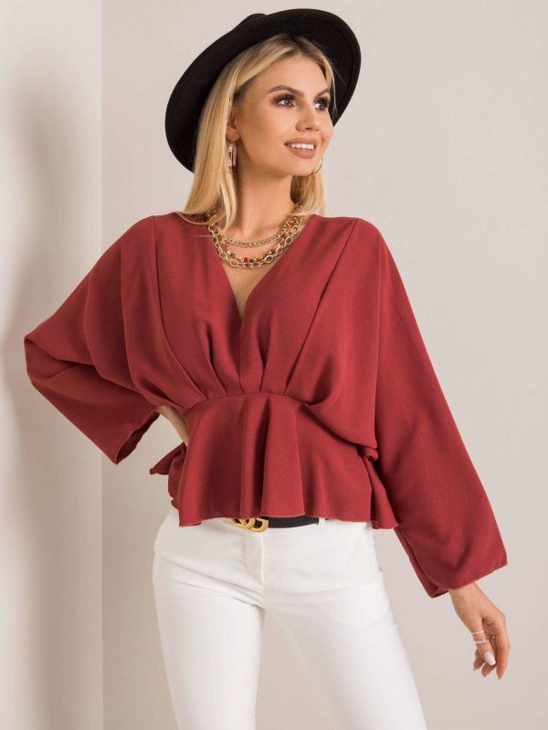 Raquela red and brown blouse