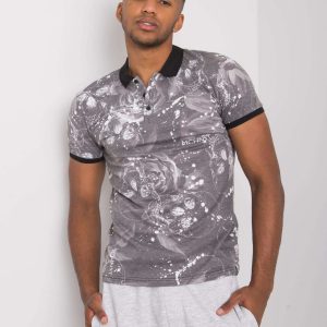 Grey Leo Printed Men's Polo Shirt