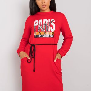 Red Cotton Lareen Dress