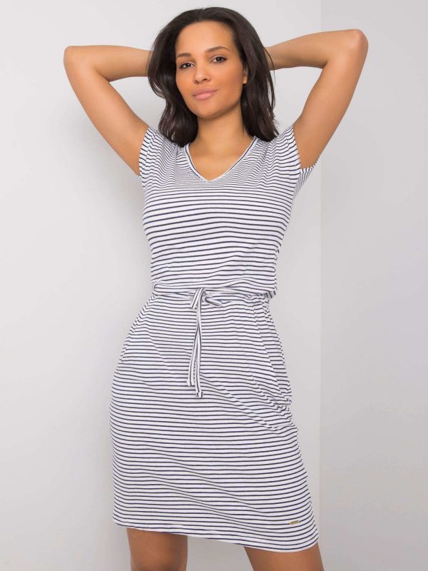 Davina White and Navy Striped Dress You Don't Know Me