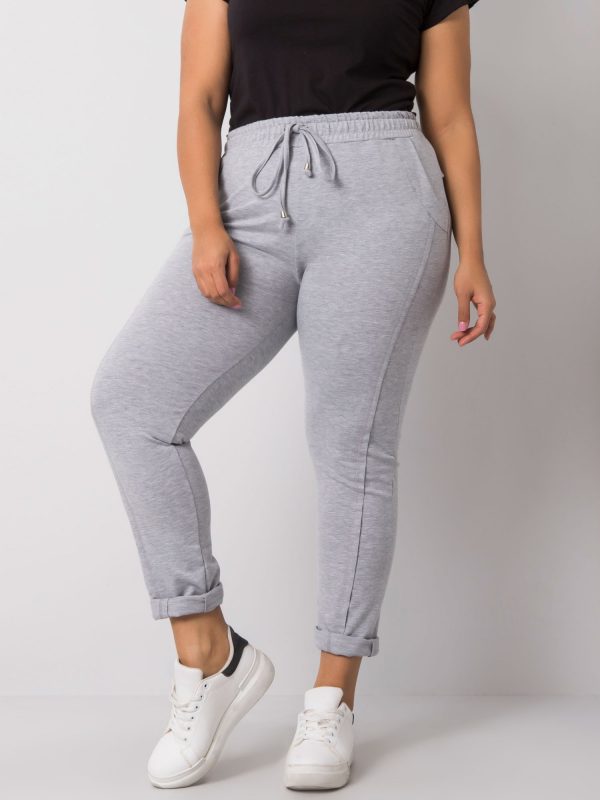 Grey melange plus size sweatpants Alva