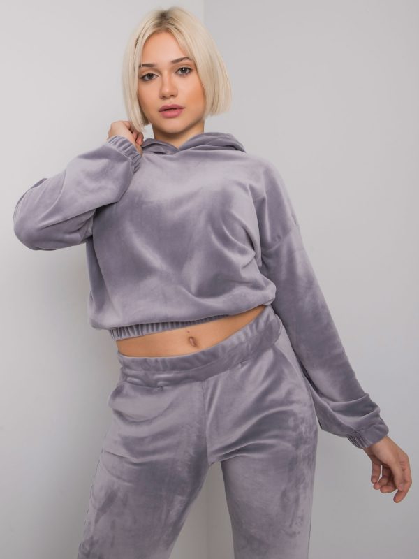 Grey two-piece set with velor Milan RUE PARIS