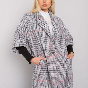 Grey and black loose plaid coat by Emily RUE PARIS