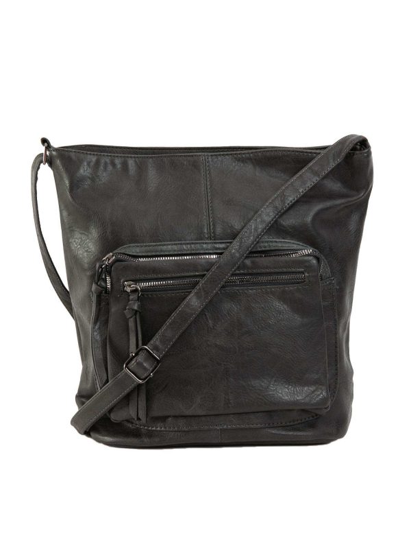 Dark grey imitation leather bag