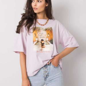 Lilac T-shirt for women with Morris print