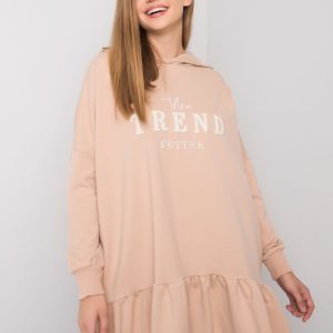 Beige oversize tunic with hood Vanessa