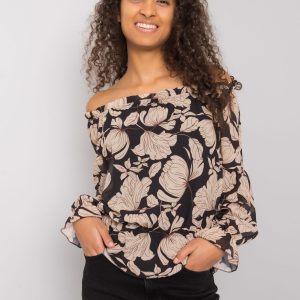 Black and beige patterned blouse Nualla