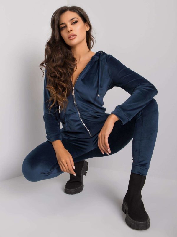 Dark blue two-piece velour set Roxe RUE PARIS