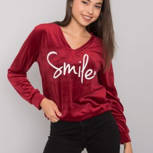 Burgundy women's velour sweatshirt Coralina