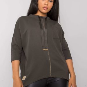 Dark Khaki Cotton Plus Size Sabria Blouse