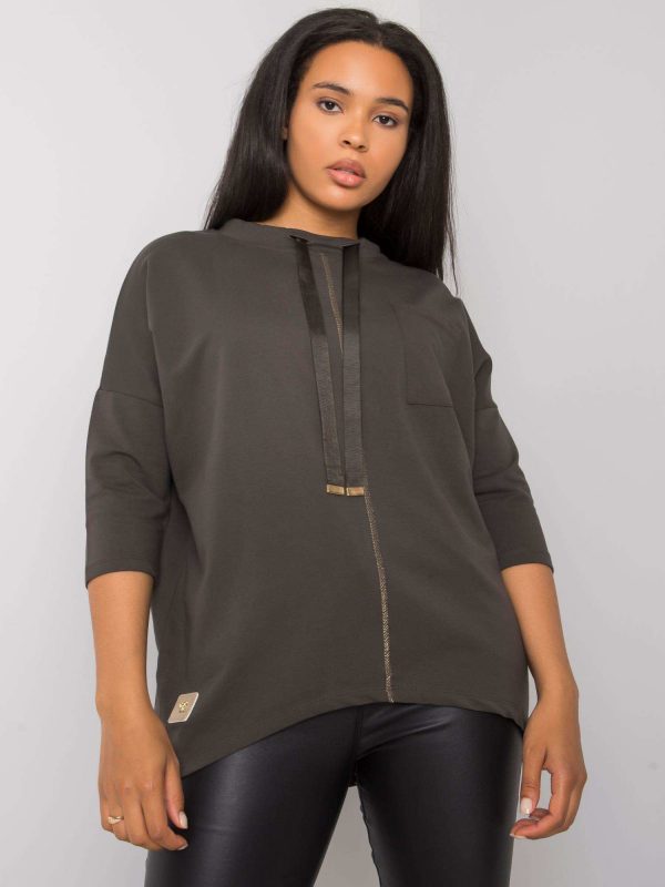 Dark Khaki Cotton Plus Size Sabria Blouse