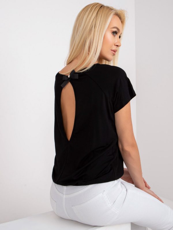 Lucienne Black Short Sleeve Blouse