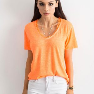 Fluo Orange Short Sleeve Blouse