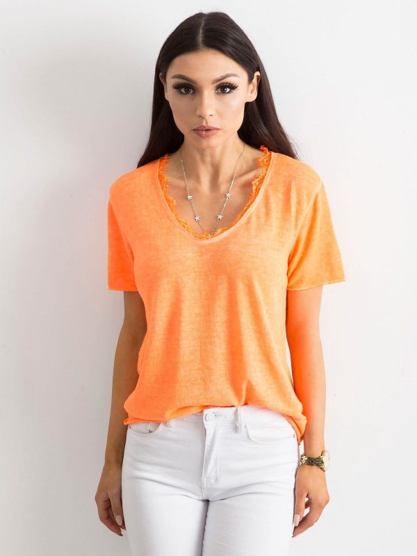 Fluo Orange Short Sleeve Blouse