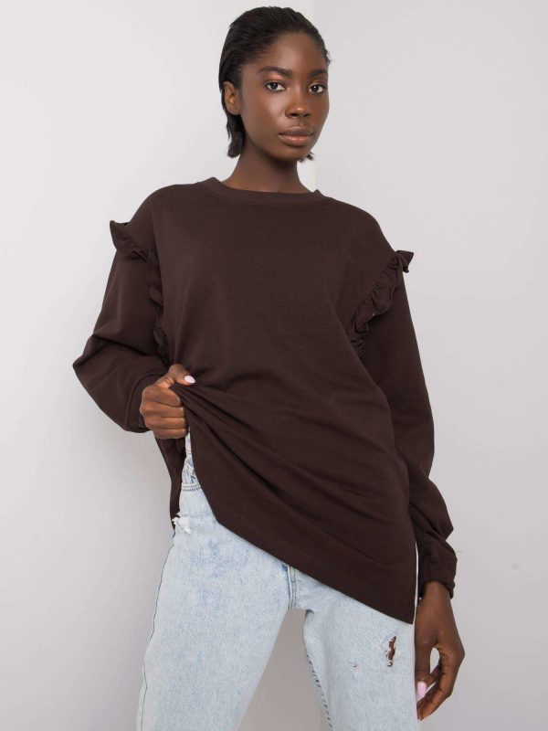 Brown sweatshirt with frills Monserrat